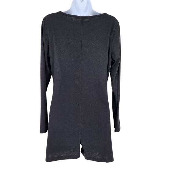 SALE Playboy x Missguided Black Long Sleeve Snap Front Romper Scoop Neck SZ 12 - Picture 9 of 10